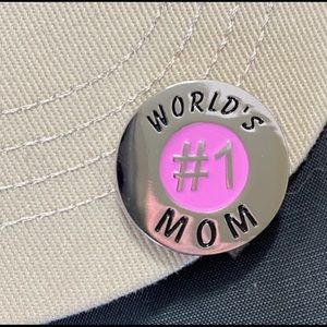 World #1 Mom Mother’s Day Golf Marker/Hat Clip Enameled Metal Golf Hat/Visor